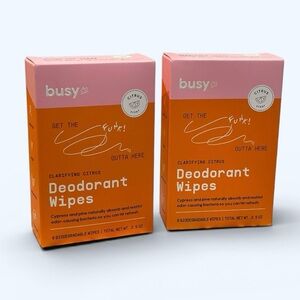 SET OF 2 Busy Co Clarifying Citrus Deodorant Wipes (6 count each)